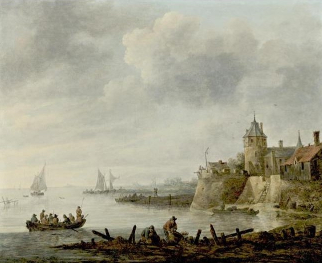 River Scene with a Fortified Shore